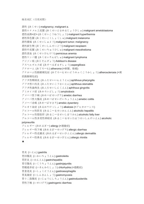 日语常用病名词汇