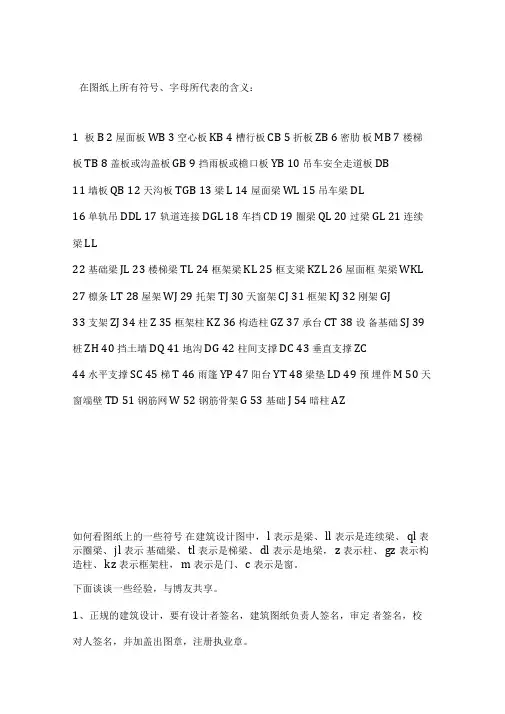 建筑图纸上所有符号、字母所代表含义