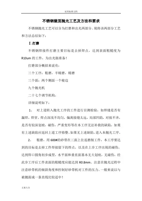 不锈钢镜面抛光实用工艺及方法和要求