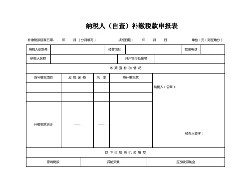 《纳税人(自查)补缴税款申报表》及填写示范