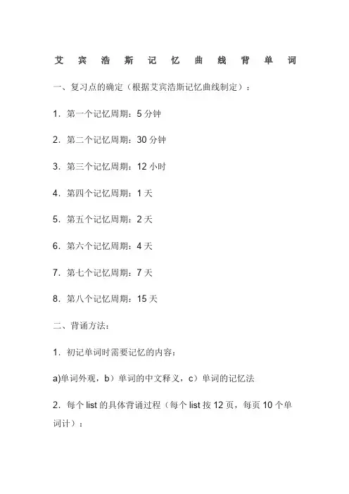 30list艾宾浩斯记忆遗忘曲线单词记忆时间表
