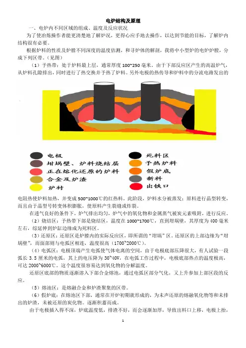 电炉内不同区域的组成