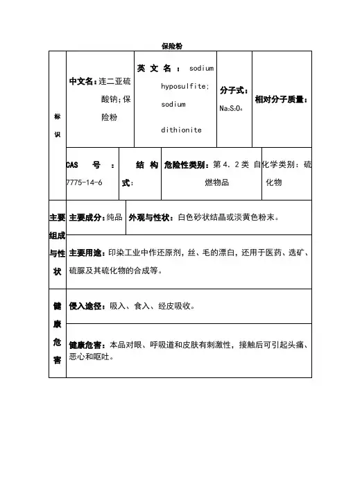 保险粉(连二亚硫酸钠)--msds