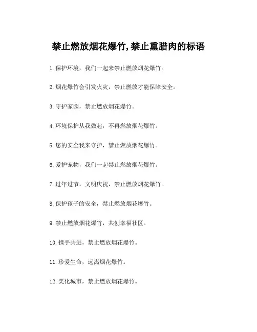 禁止燃放烟花爆竹,禁止熏腊肉的标语
