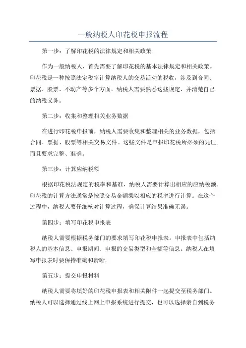 一般纳税人印花税申报流程