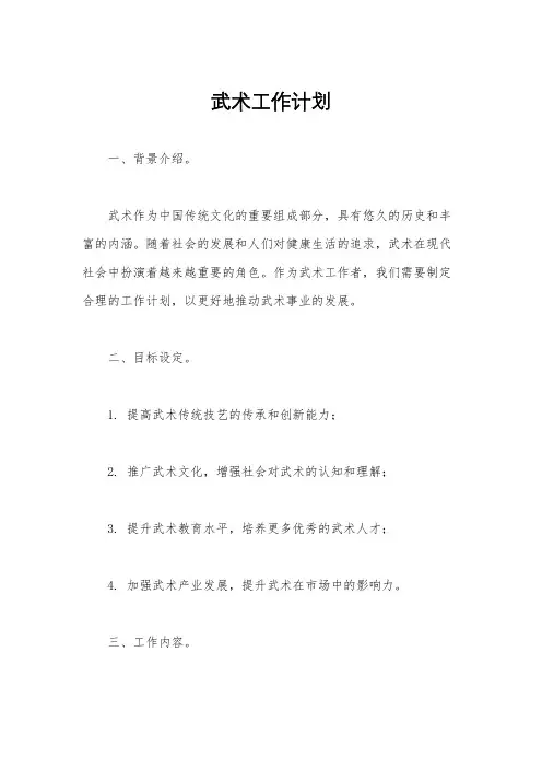 武术工作计划
