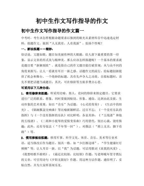 初中生作文写作指导的作文