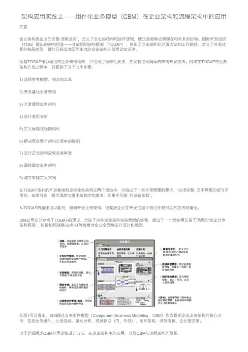 架构应用实践之——组件化业务模型(CBM)在企业架构和流程架构中的应用【2024版】