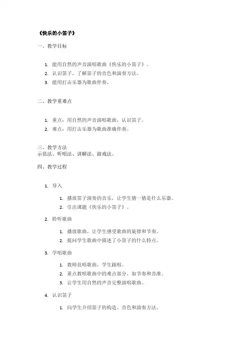 《快乐的小笛子》精品教案