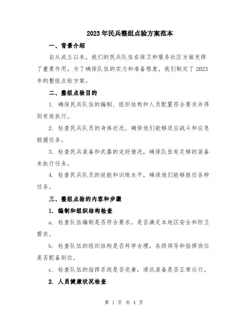 2023年民兵整组点验方案范本