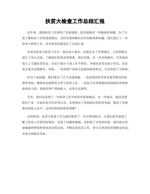 扶贫大检查工作总结汇报