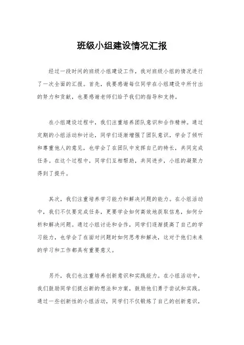 班级小组建设情况汇报