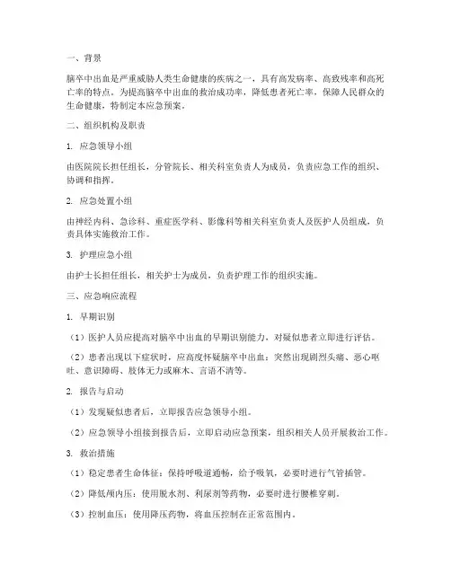 脑卒中出血应急预案