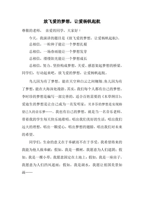 放飞爱的梦想,让爱杨帆起航