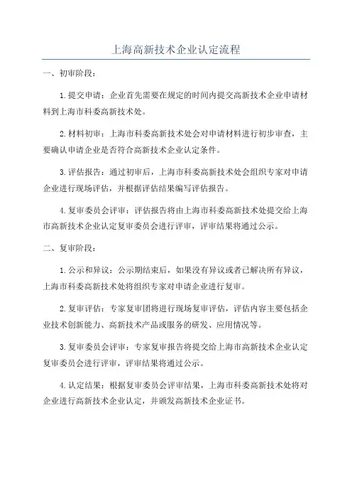 上海高新技术企业认定流程