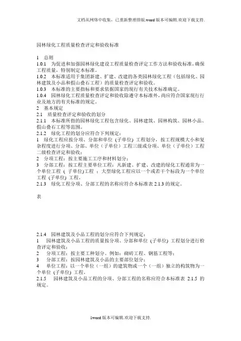 园林绿化工程质量检查评定和验收标准.doc