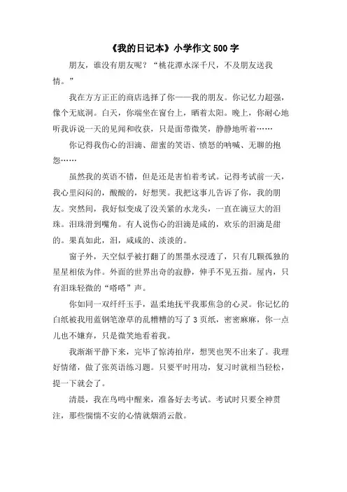 《我的日记本》小学作文500字