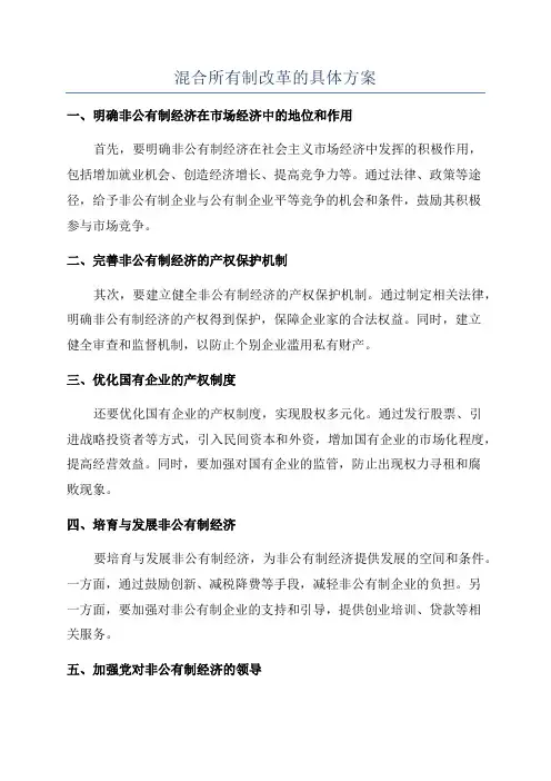 混合所有制改革的具体方案