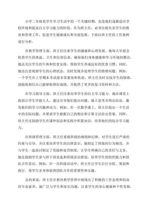 (精品小学二年级班主任工作案例分析