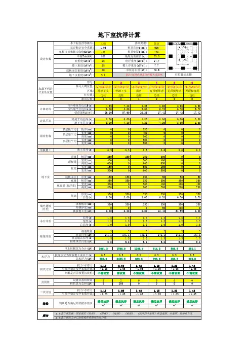 0地下室抗浮计算2021,手算,人工计算,人工复核计算