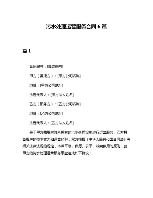 污水处理运营服务合同6篇