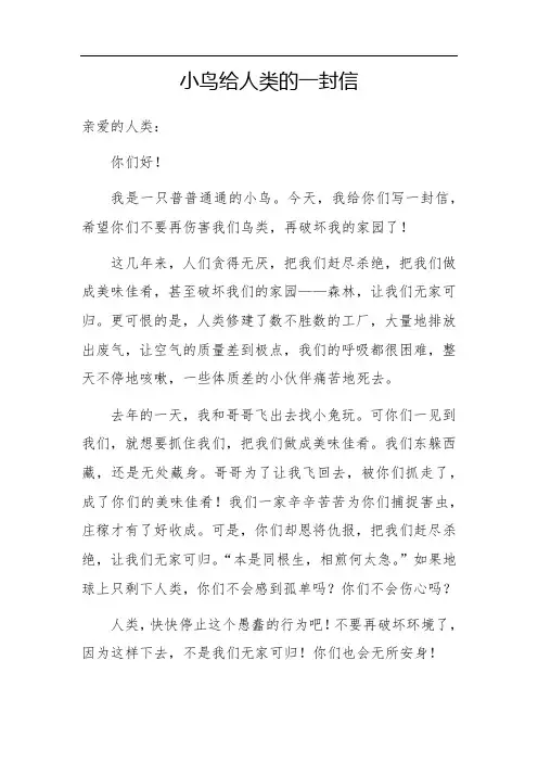 小鸟给人类的一封信
