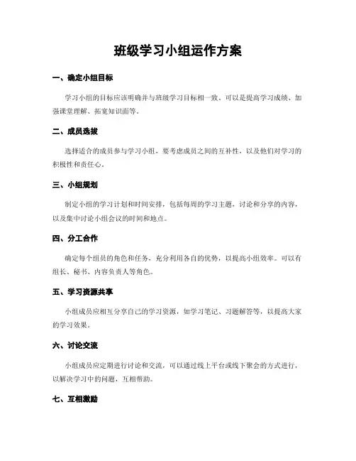 班级学习小组运作方案