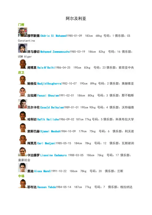2014世界杯32强球员资料(带照片呀)