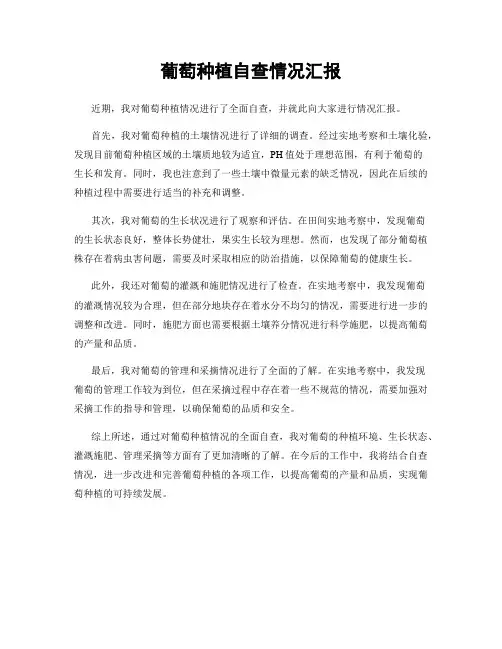 葡萄种植自查情况汇报