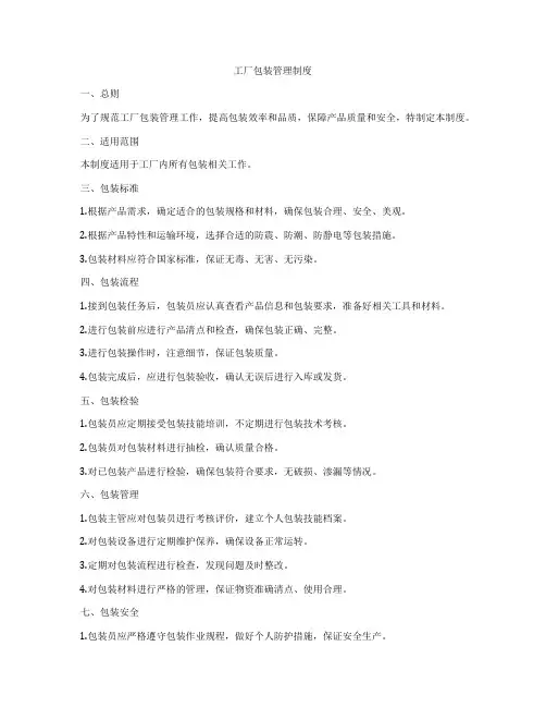 工厂包装管理制度