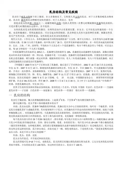 乳房结构及常见疾病