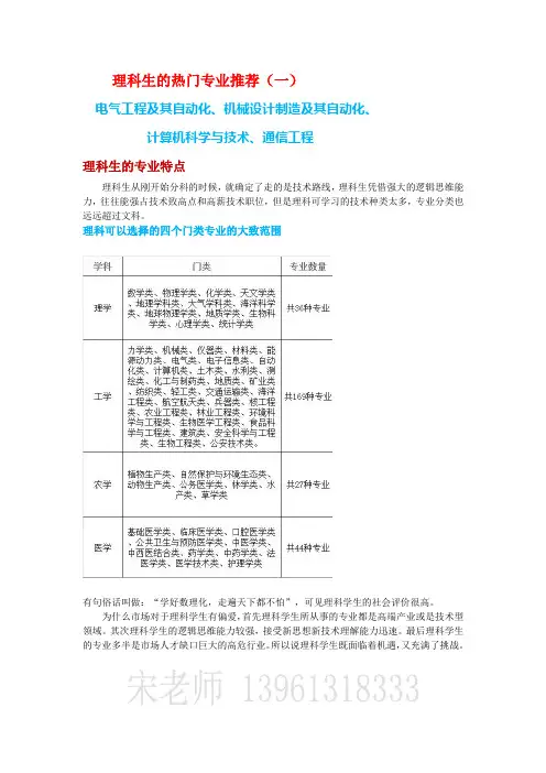 江苏省高考志愿---理科生热门专业推荐1