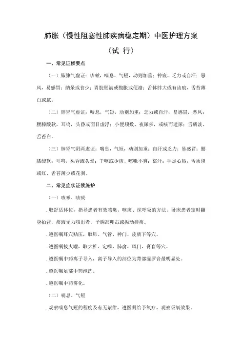 肺胀中医护理方案