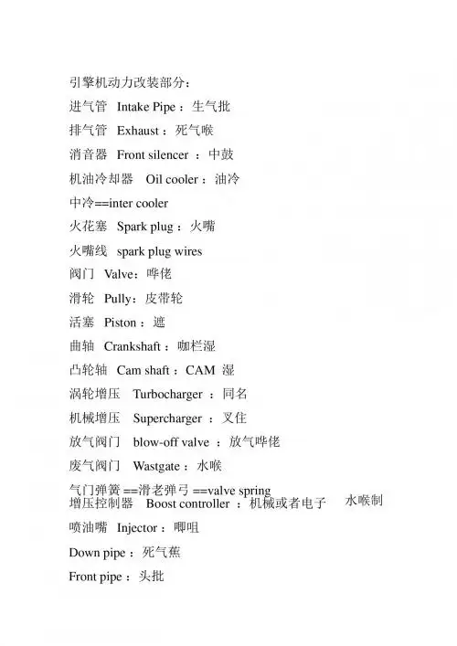 01653.对于改装的汽车配件的中英文翻译对照
