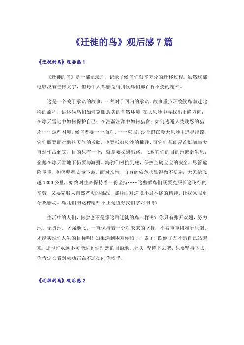 《迁徙的鸟》观后感7篇