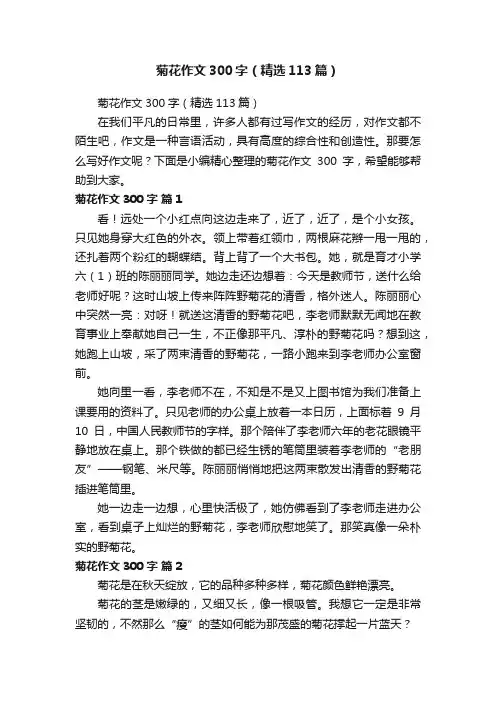菊花作文300字（精选113篇）