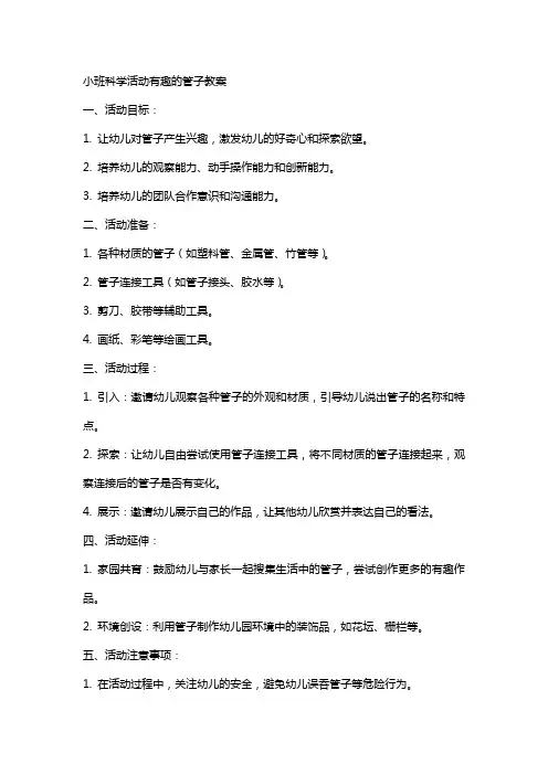 小班科学活动有趣的管子教案