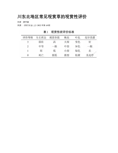 川东北地区常见观赏草的观赏性评价