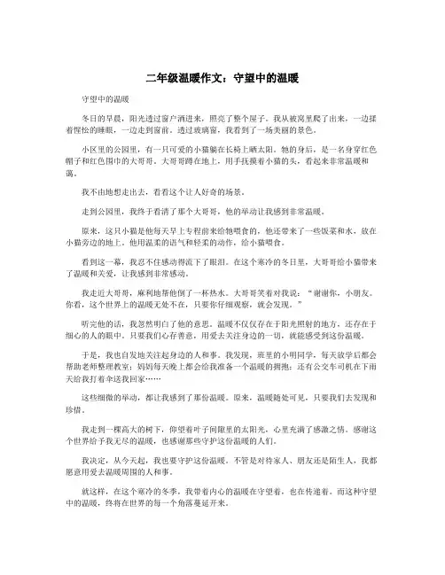 二年级温暖作文：守望中的温暖