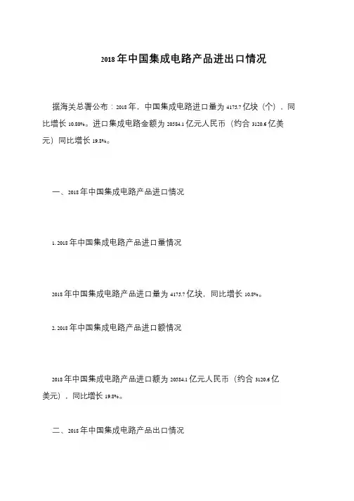 2018年中国集成电路产品进出口情况