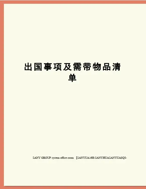 出国事项及需带物品清单