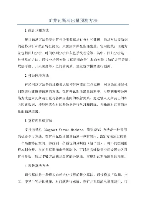 矿井瓦斯涌出量预测方法