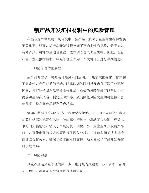 新产品开发汇报材料中的风险管理