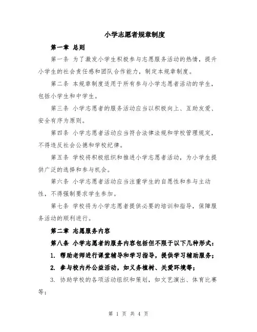 小学志愿者规章制度