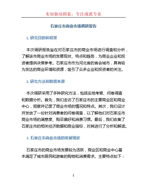 石家庄市商业市场调研报告