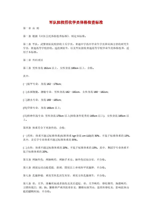 军队院校招收学员体格检查标准(1)