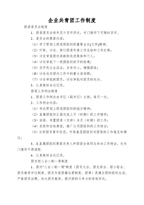 企业共青团工作制度