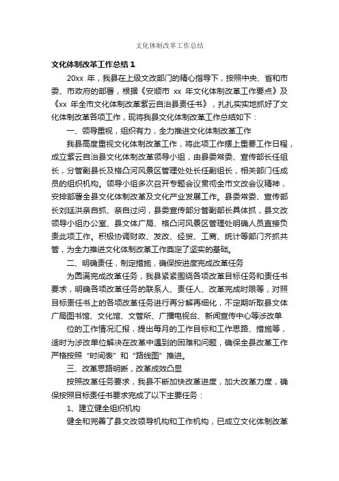 文化体制改革工作总结
