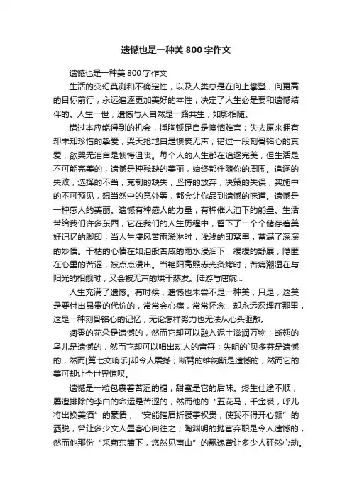 遗憾也是一种美800字作文