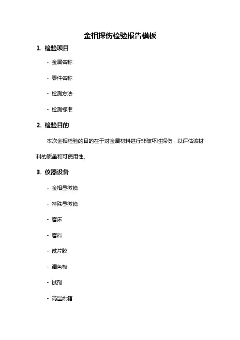 金相探伤检验报告模板